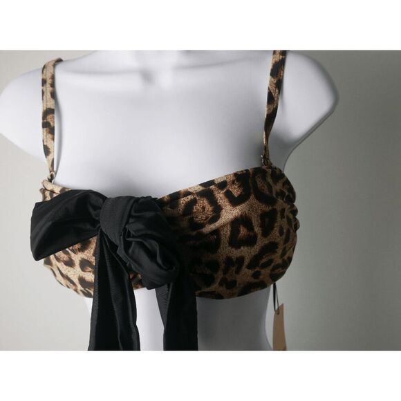Unique Vintage Leopard Print Pin-Up Rialto Swim Bikini Top 1X - Picture 3 of 6